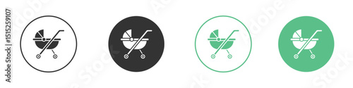 Baby carriage icon logo vector set. Graphic design elements