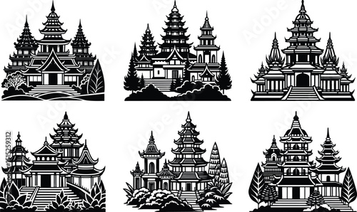Pagodas and Temples Vector
