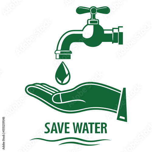 green tap with water drop