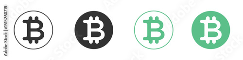 Bitcoin icon logo vector set. Graphic design elements