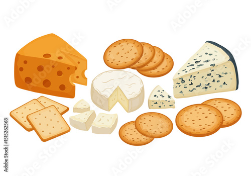 Assorted dairy products and breads display