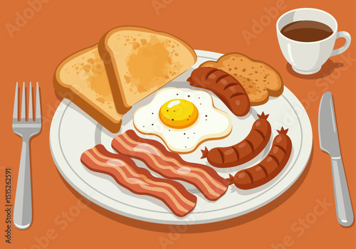 Breakfast plate full of food items