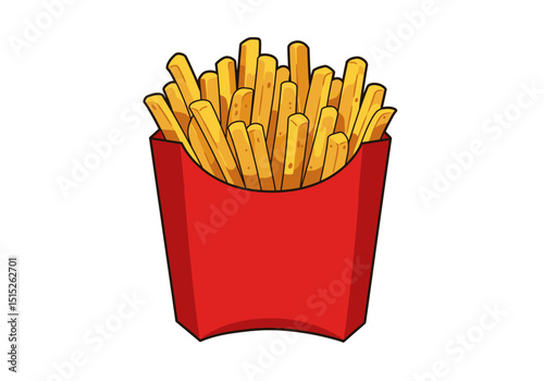 Crispy golden french fries in red container