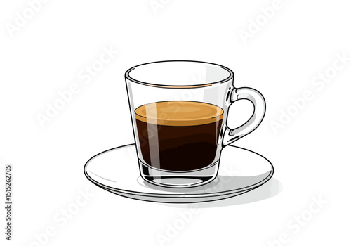 Espresso in glass cup on saucer
