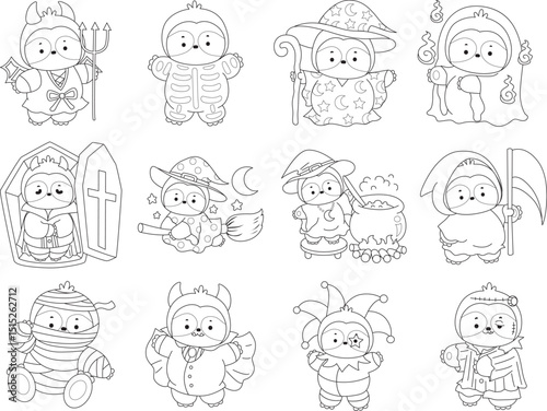 Outline of Cute sloth vector icon. Coloring book of Funny baby sloth animal.