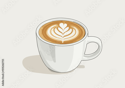 Latte or cappuccino in a white cup