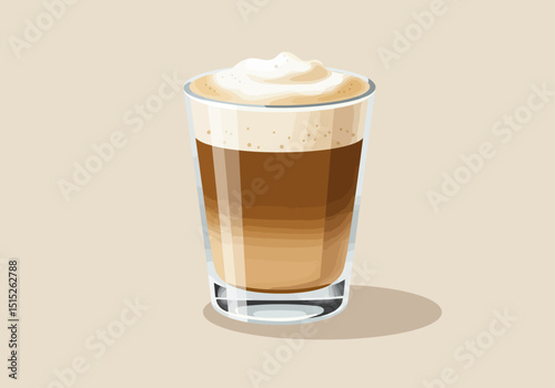 Layered coffee drink in glass