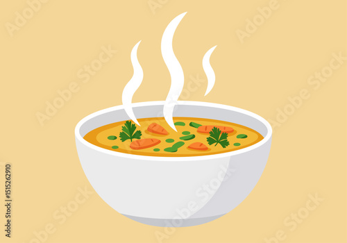 Steaming bowl of soup