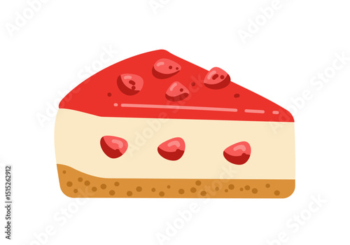 Strawberry cheesecake slice closeup