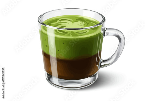 Green beverage in glass mug