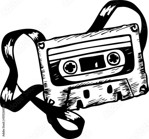 Vintage cassette tape collection display home digital art retro style close-up nostalgia and music memories
