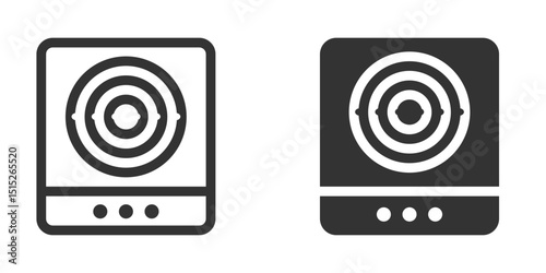 Vector icon of induction cooker with minimal black and white design.