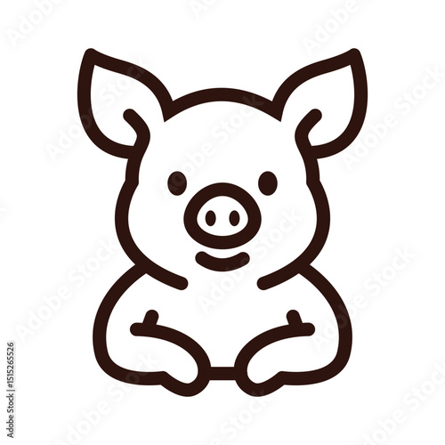 Vector illustration of cute pig icon with minimal line style.