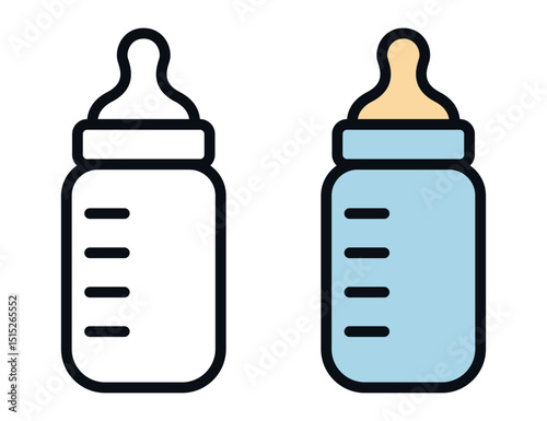 Vector illustration of baby bottle icon in minimal modern style.