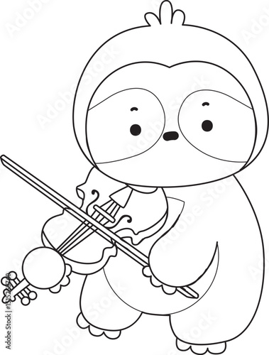 Outline of Cute sloth vector icon. Coloring book of Funny baby sloth animal.