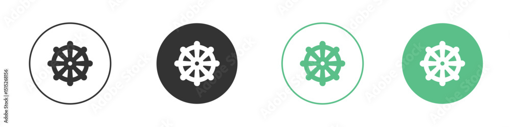 Fototapeta premium Dharmachakra icon logo vector set. Graphic design elements