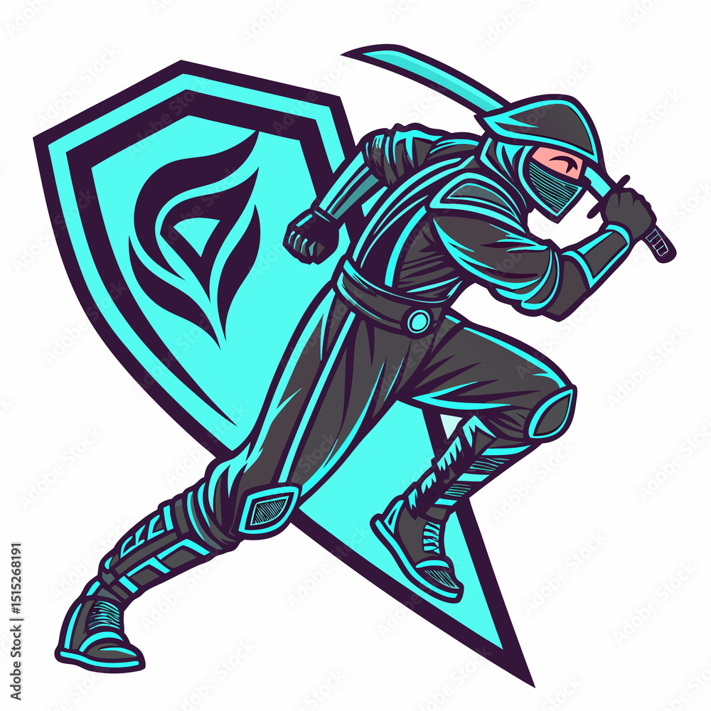 Obraz premium Running Ninja Esport Mascot Logo