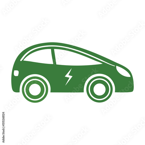eco friendly car. Vector icons symbolizing sustainable transportation. Features a green bicycle for eco-friendly commuting and an electric car, often with a plug, representing clean vehicle technology