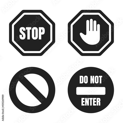Collection of Stop, Do Not Enter, and Prohibition Signs