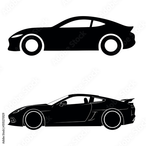 Black silhouettes of sports cars