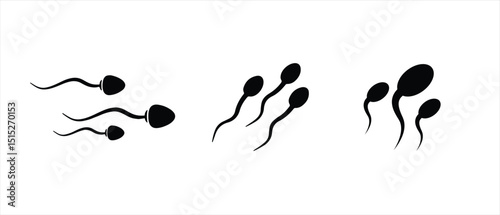 sperm silhouette vector on white background. sperm icon black color vector set.