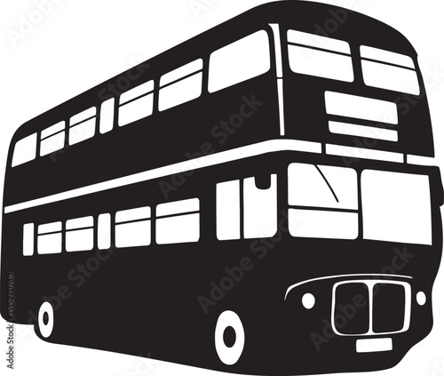 Silhouette Illustration of a Double Decker Bus on a  Background for Transportation or Urban Design Projects