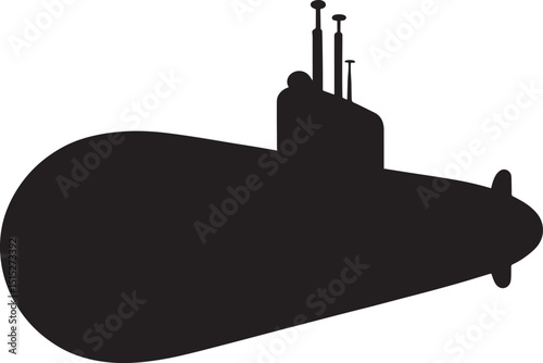 Submarine Silhouette Vector Illustration: Naval Vessel on  Background for Maritime and Military Themes