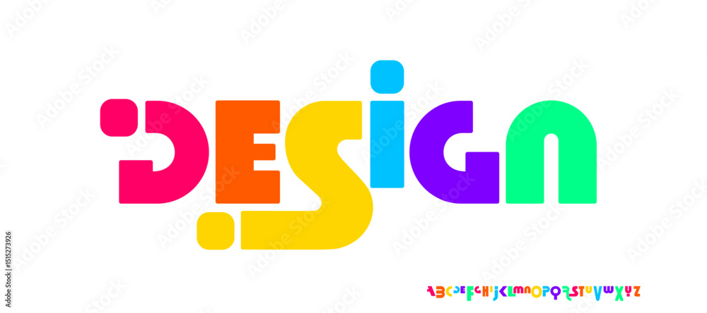 Φωτογραφία Colored creative alphabet, colorful geometric letters, playful cartoon font for happy kids branding, bright headline, joyful typography, vivid typographic design