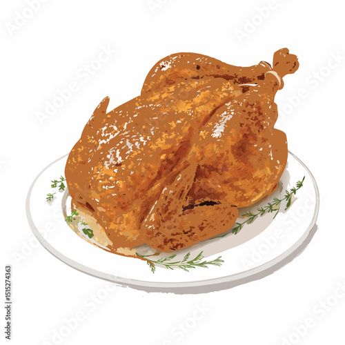 Fried Chicken on White Plate and Background