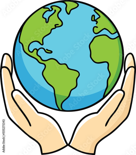 Earth Held Gently in Caring Hands, Promoting Global Awareness