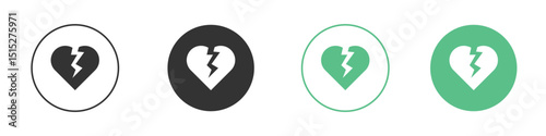 Heart Crack icon logo vector set. Graphic design elements