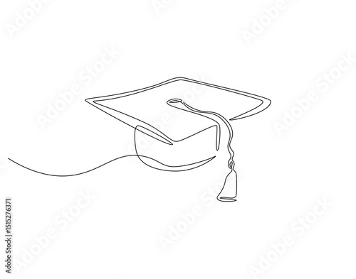 Graduation hat continuous line. Continuous one line drawing of graduation cap. Graduation, celebration, achivement concept. Single line drawing