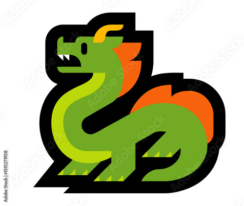 Green Dragon On White Background 