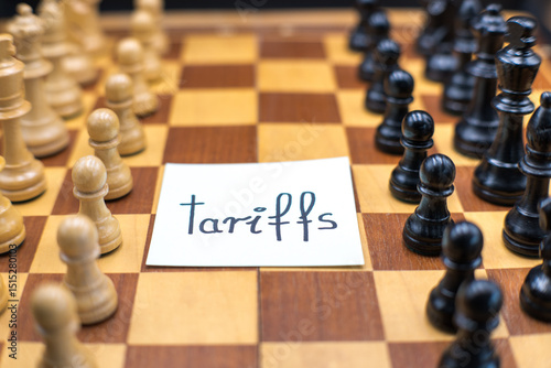 American tariffs and US government taxation or punitive tariff trade war policy or duties imposed on imports and exports by a government on imported or exported goods as Protectionism.
