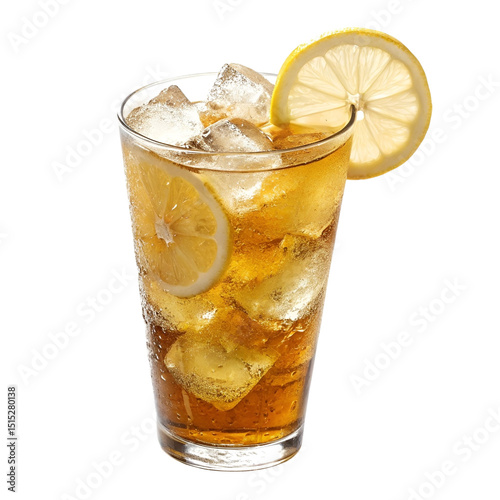Wallpaper Mural Iced Tea in Glass with Lemon Slice for National Iced Tea Day, Isolated on White Background Torontodigital.ca