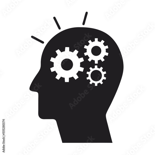 human head silhouette with gears 