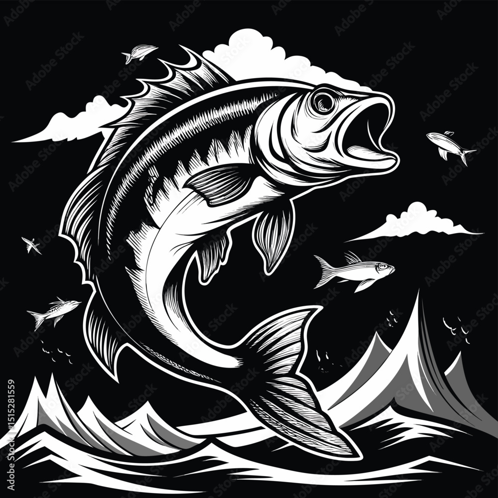 Fototapeta premium black and white fish