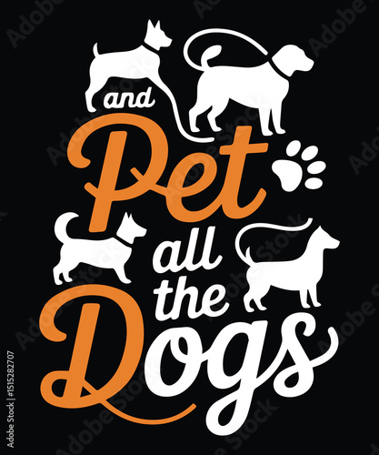 Pet and all the dogs vector design in orange and white