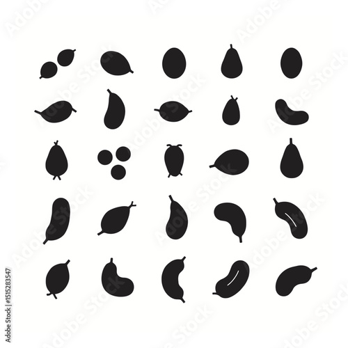 Beans icons set silhouette collection various shapes