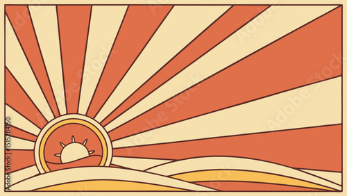 Retro sunburst pattern with radiating lines in warm orange and yellow gradient

