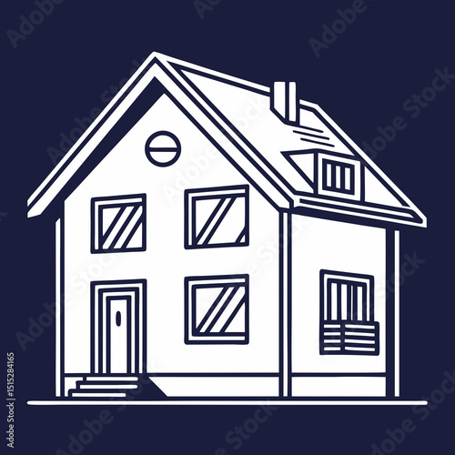 Simple geometric home icon in flat design style for real estate and property applications

