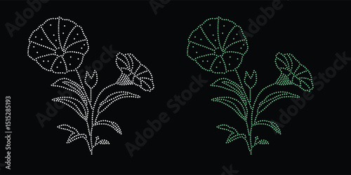 Crystal Abstract, beautiful rhinestone glitter motif design. Flower Rhinestone Transfer