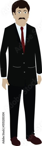 Cartoon Businessman Character Front View – Formal Suit Vector Male for Explainer Videos, Animation Scenes, Office Presentation, Corporate Character Pack, Marketing and Storytelling Projects

