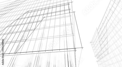 Fototapeta Naklejka Na Ścianę i Meble -  Architecture building 3d rendering. Concept sketch.