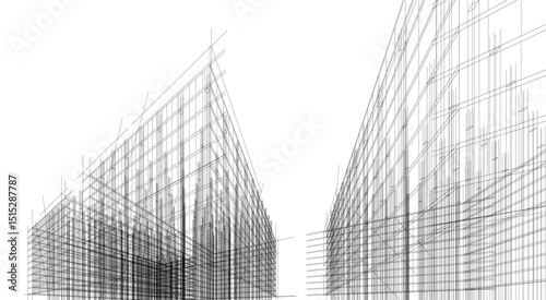 Architecture building 3d rendering. Concept sketch.