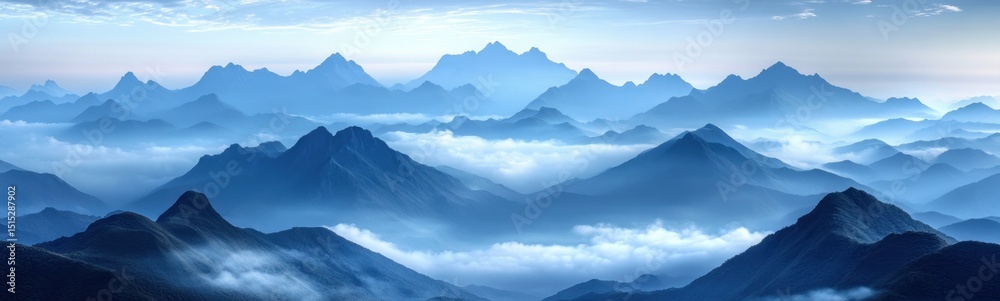 Obraz premium Mountains with a few clouds in the sky banner