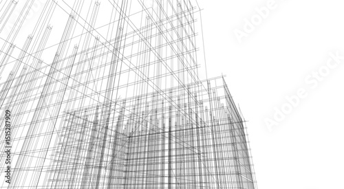 Architecture building 3d rendering. Concept sketch.