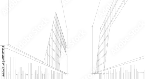 Architecture building 3d rendering. Concept sketch.