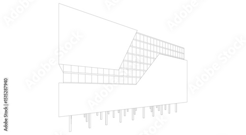 Architecture building 3d rendering. Concept sketch.