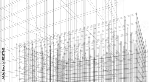Architecture building 3d rendering. Concept sketch.
